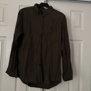 Uniqlo Dark Olive Casual Button Down Shirt